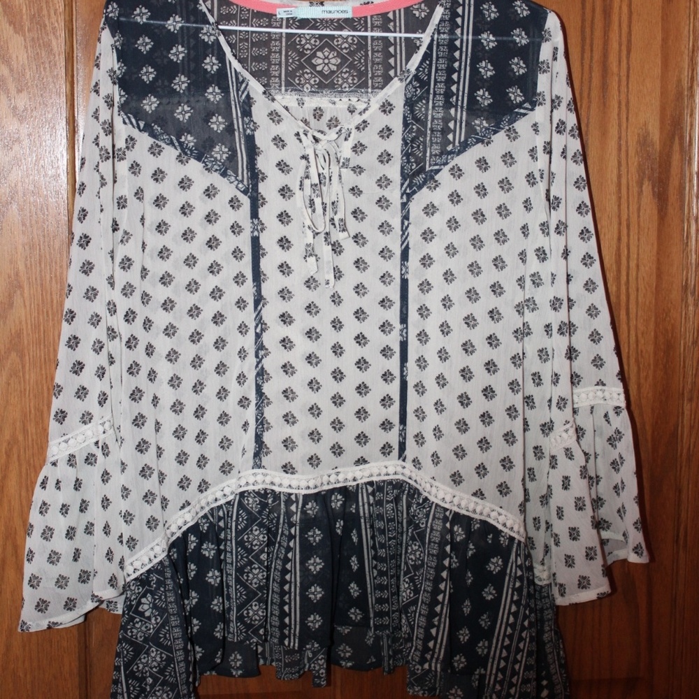 Maurices patterned long sleeve boho top